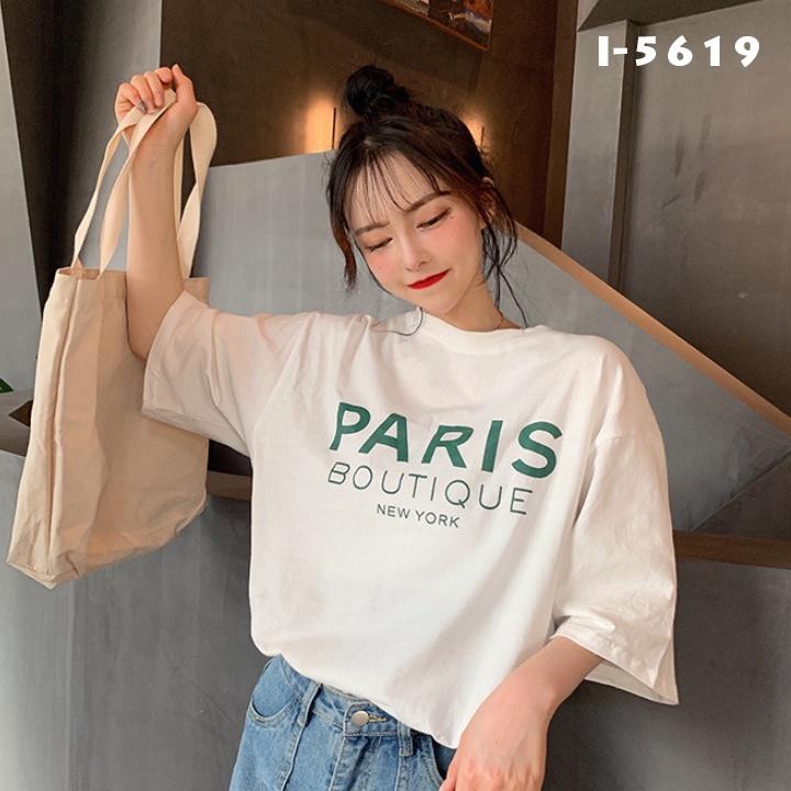 Áo Thun Unisex Nữ In Chữ PARIS đơn giản