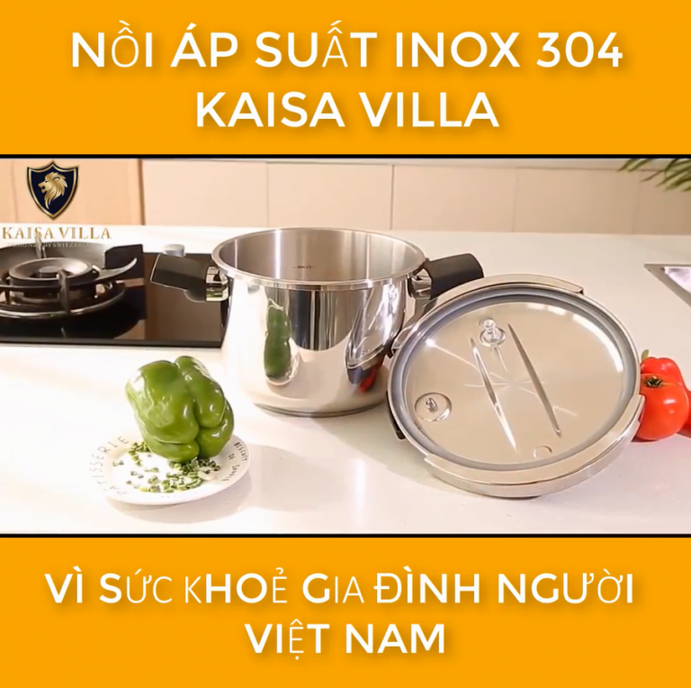 Nồi Áp Suất Inox KAISA VILLA KV-9441 Dung Tích 8 Lít Nấu Bếp Gas Bếp Từ Bếp Hồng Ngoại - Hàng Chính Hãng