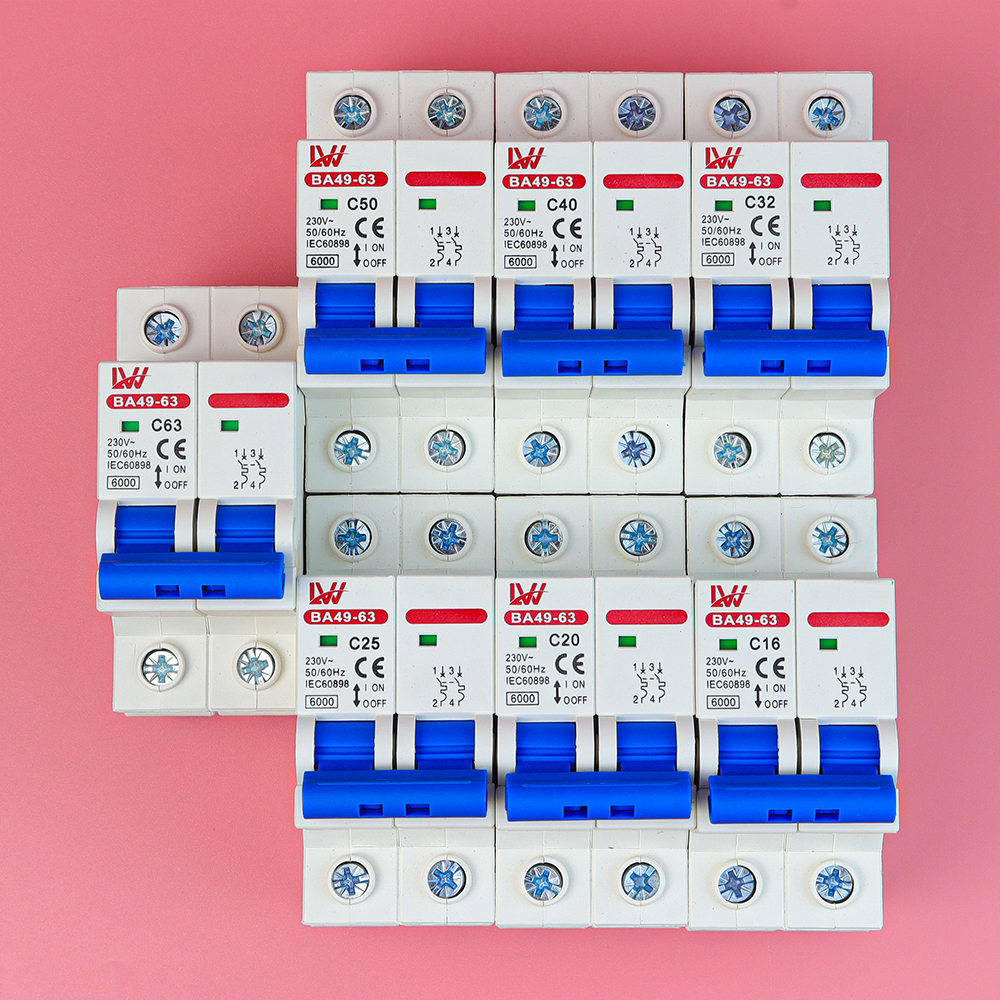 Bộ ngắt mạch tự động LW 220V MCB AC 2P ngắt mạch Bảo vệ quá tải ngắn mạch Dùng cho điện dân dụng