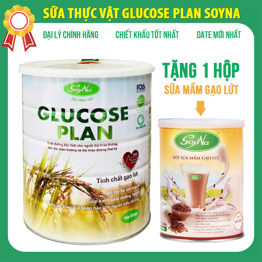 [Tặng kèm 1 hộp Sữa Hạt] Sữa Thực Vật Glucose Plan Soyna 800g chính hãng date mới nhất, sữa thực vật thuần chay dành cho người tiểu đường, tim mạch đạt chuẩn ISO 22000:2018 và FDA Hoa Kỳ