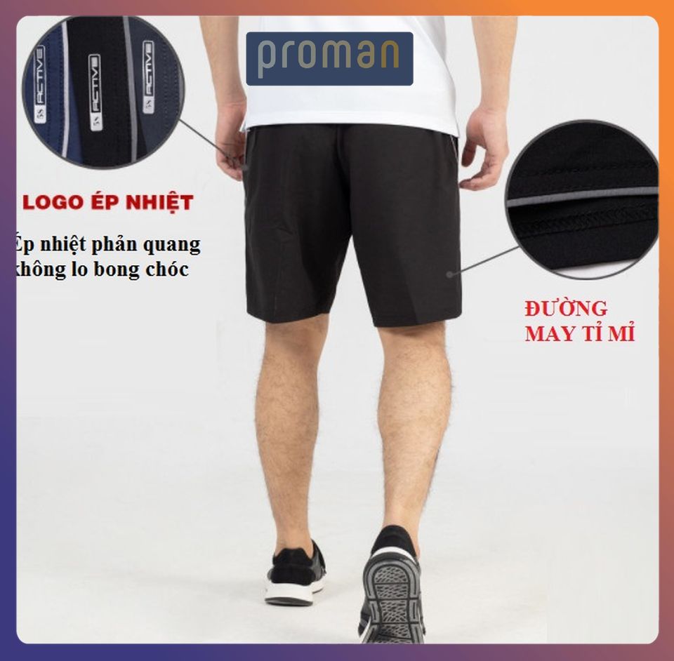 Quần đùi nam thể thao vải gió siêu nhẹ, quần short nam vải gió cao cấp QD01 - PROMAN