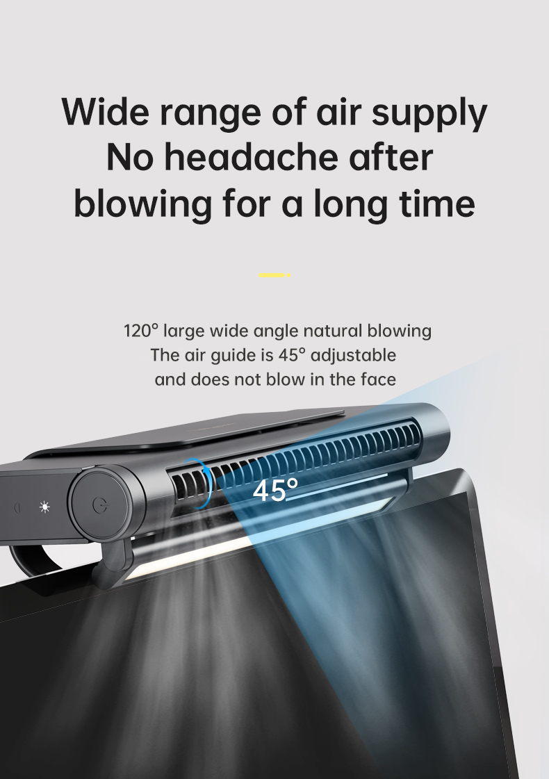 Đèn treo màn hình 3 tông màu điều chỉnh độ sáng kiêm quạt làm mát Portable Air Conditioner 2000mAh