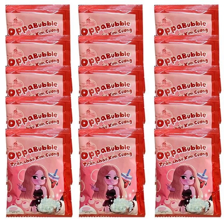 Dây 15 Gói Trân châu trắng kim cương Ăn liền Oppa Bubble