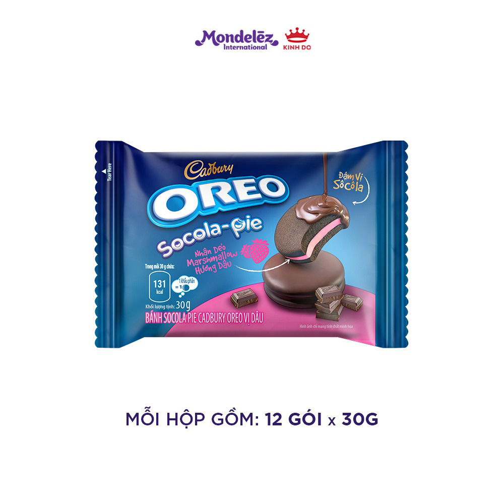 Combo 2 Hộp Bánh OREO Socola Pie vị dâu 2x360g