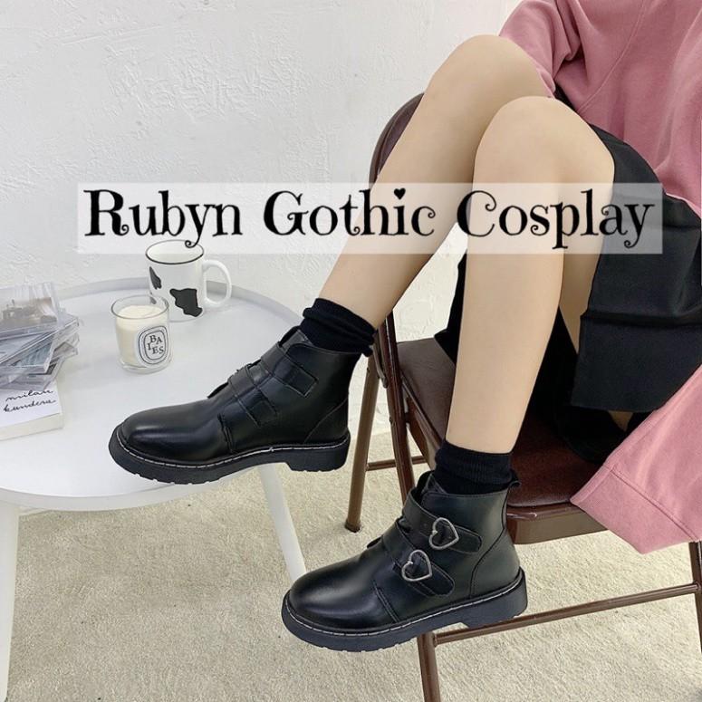 Giày Boots Chiến Binh Khoá Trái Tim quai dán độc lạ ( Size 35 - 40 )