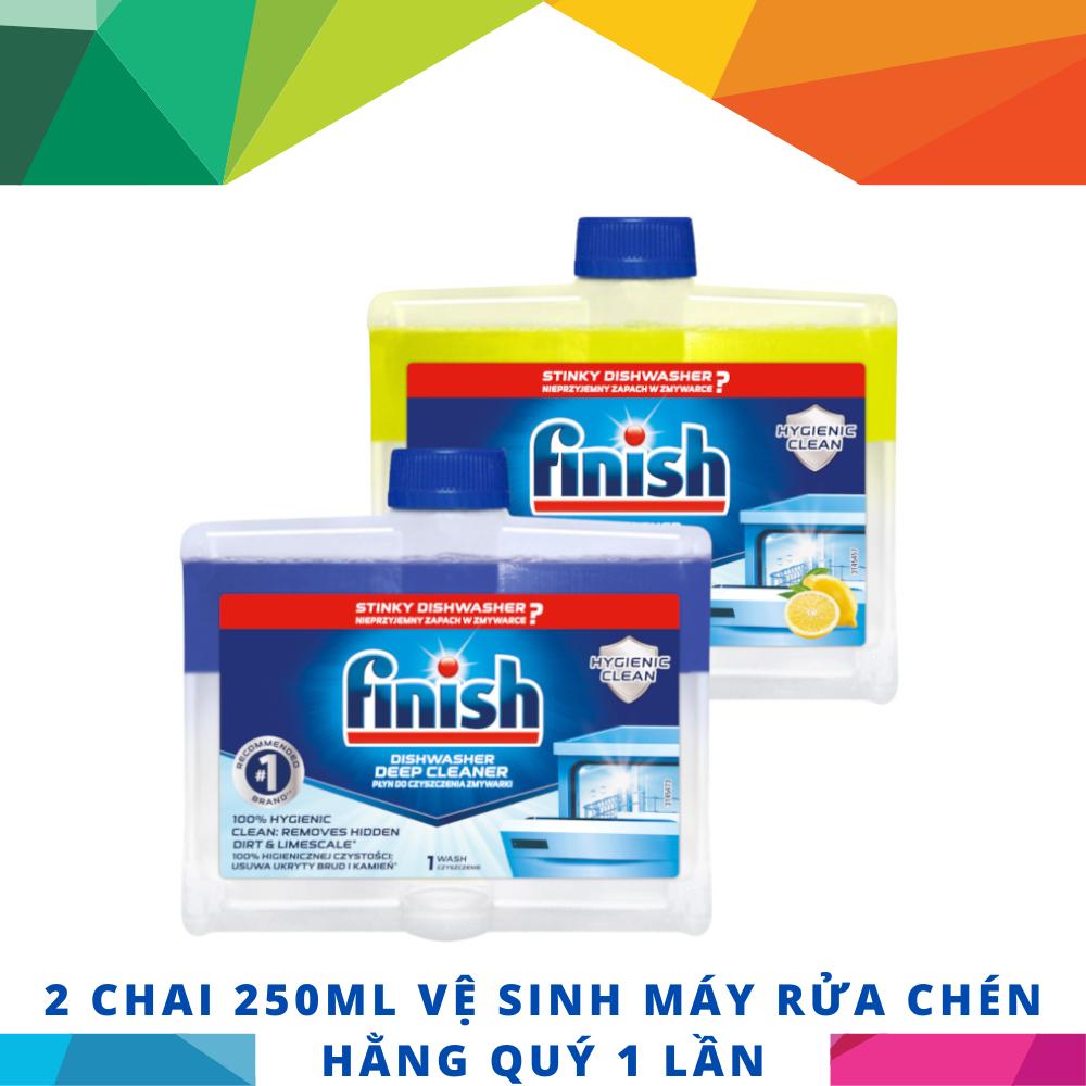 Chai dung dịch vệ sinh chén bát Finish trong máy rửa bát gia đình 250ml .