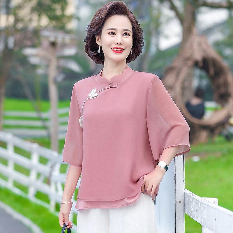 Áo Trung Niên Cổ Tàu Thời Trang Cho Mẹ Và Bà Phong Cách Sang Trọng Lịch Sự, Có Big Size