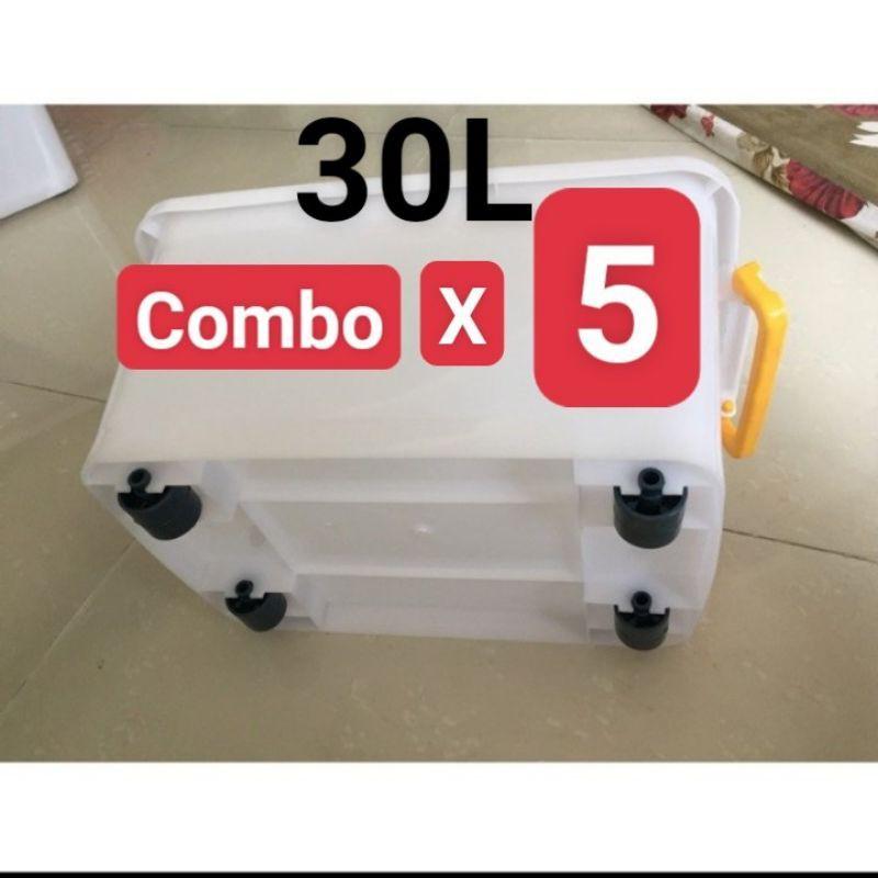 COMBO 5 THÙNG NHỰA BÁNH XE 30L