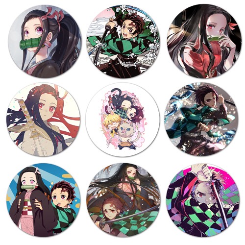 Huy hiệu anime kimetsu no Yaiba combo 5 cái khác nhau mẫu ngẫu nhiên