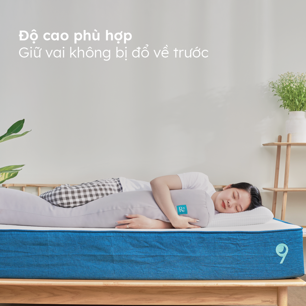 Gối Ôm Foam Ru9 Chiều Dài Khoa Học, Thiết Kế Giúp Ấm Bụng Dễ Ngủ