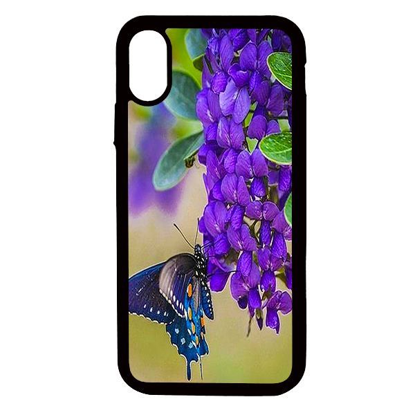 Ốp lưng cho điện thoại Iphone Xs Max Bướm và hoa tím - Hàng chính hãng