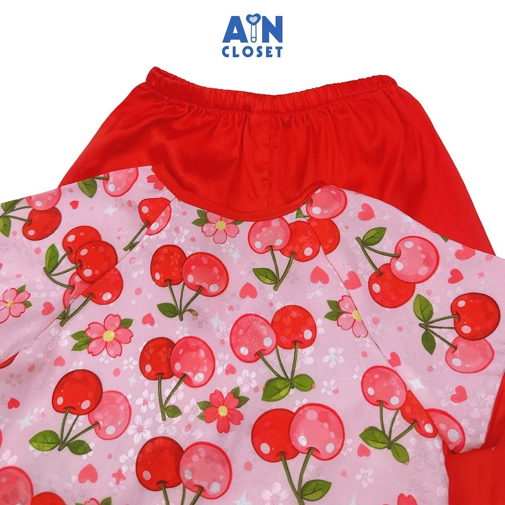 Bộ quần áo Bà Ba Lửng bé gái họa tiết Cherry Lụa Đỏ miệt vườn - AICDBGLUNBJE - AIN Closet