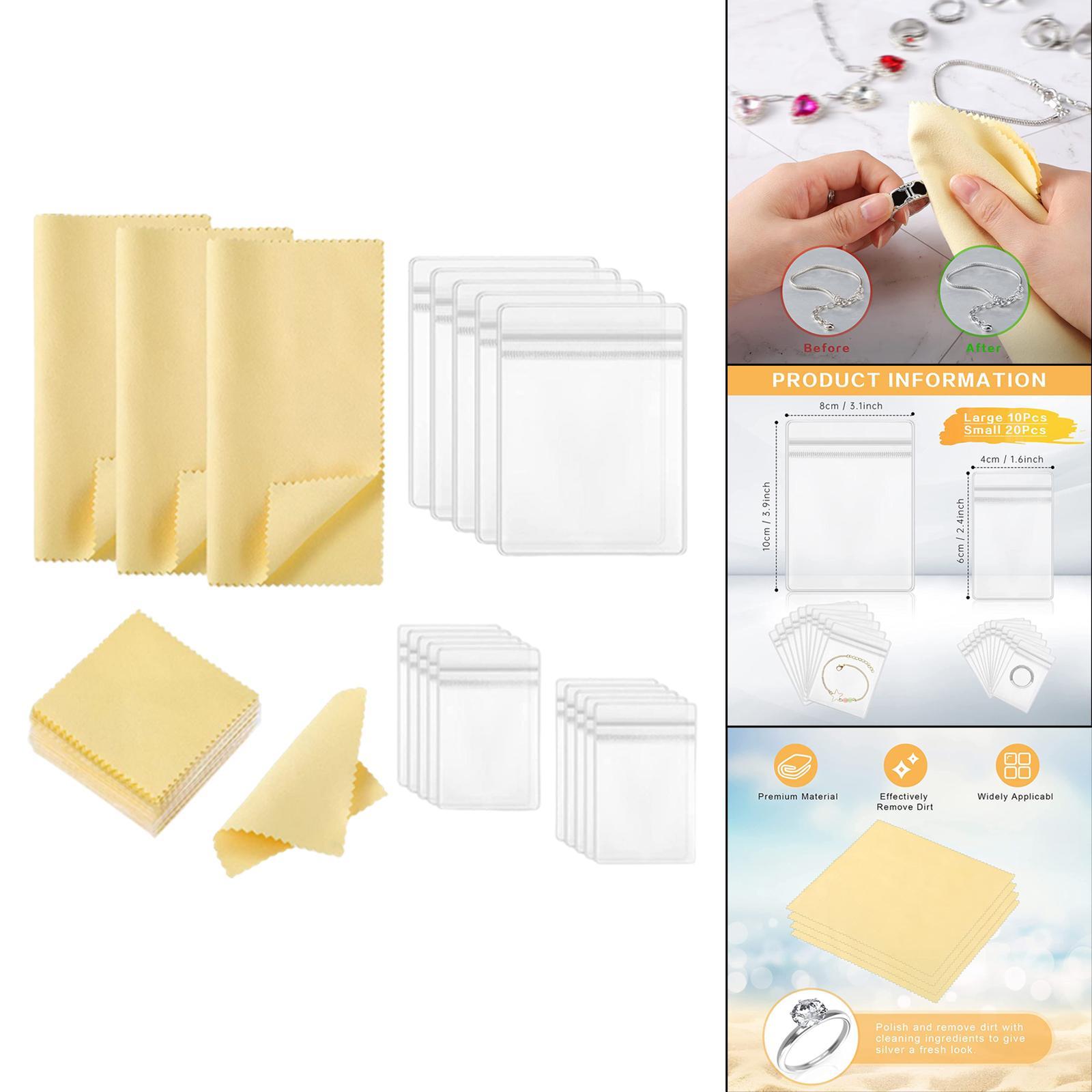 73Pcs Storage Bags Plastic Cleaning Cloth for Platinum Jewelry Silverware Screens