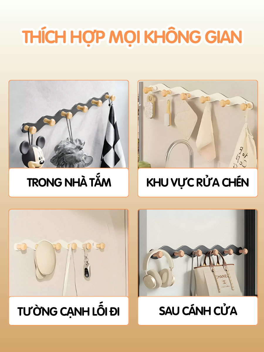 Móc treo đồ decor phòng ngủ Dola Home dán chịu lực, móc treo chìa khoá, treo túi xách, đồ gia dụng