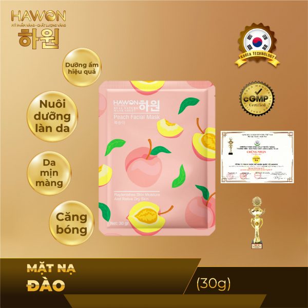 Mặt Nạ Giấy Đào Dưỡng Trắng Da Chính Hãng HAWON - 30g