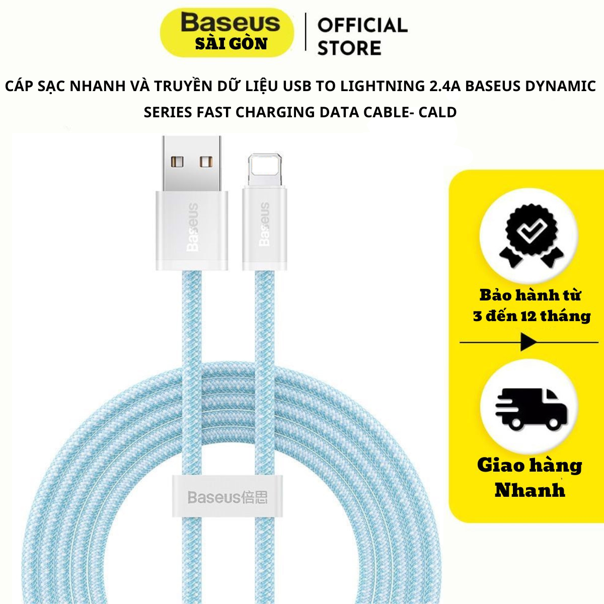Cáp sạc nhanh và truyền dữ liệu Usb to Light-ning 2.4A Baseus Dynamic Series Fast Charging Data Cable- CALD- Hàng chính hãng