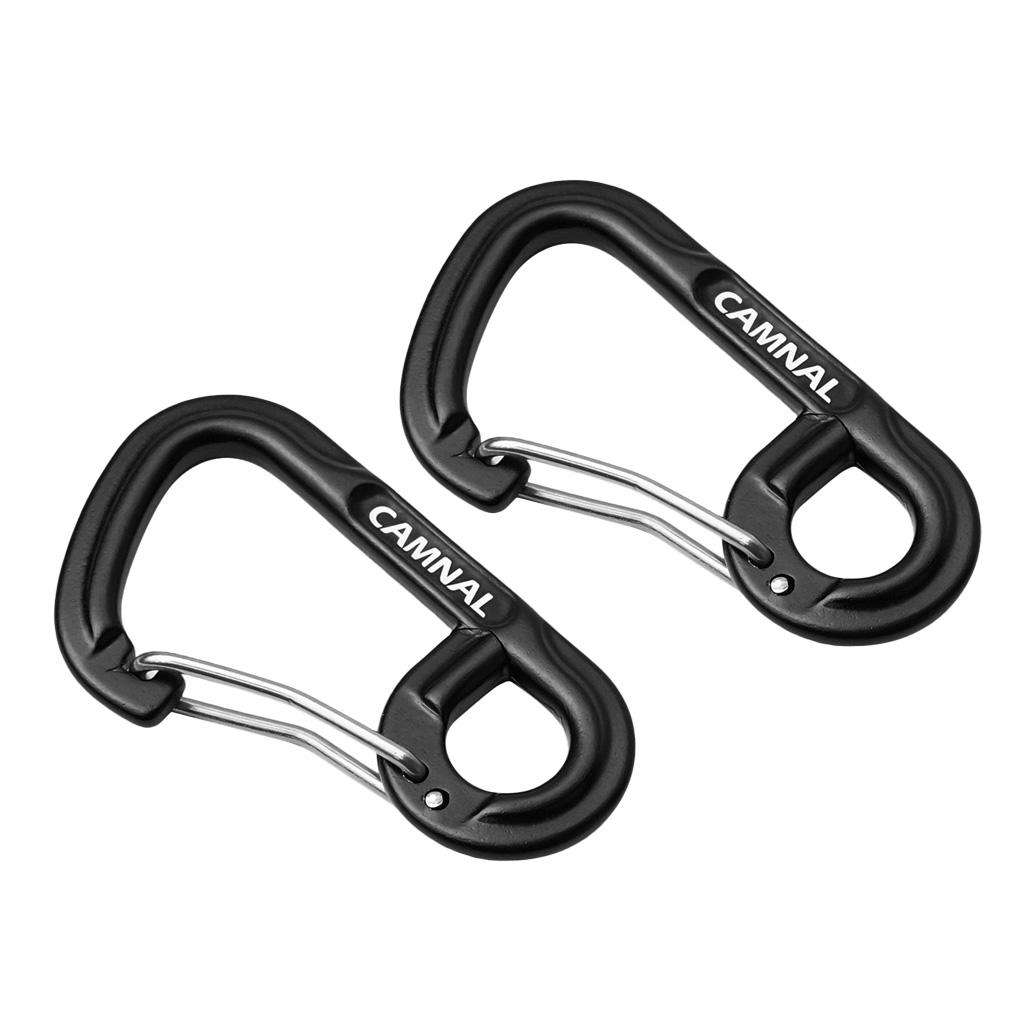 2Pcs Aluminum Alloy Key Buckle Snap Spring Clip Hook Carabiner Keychain Black