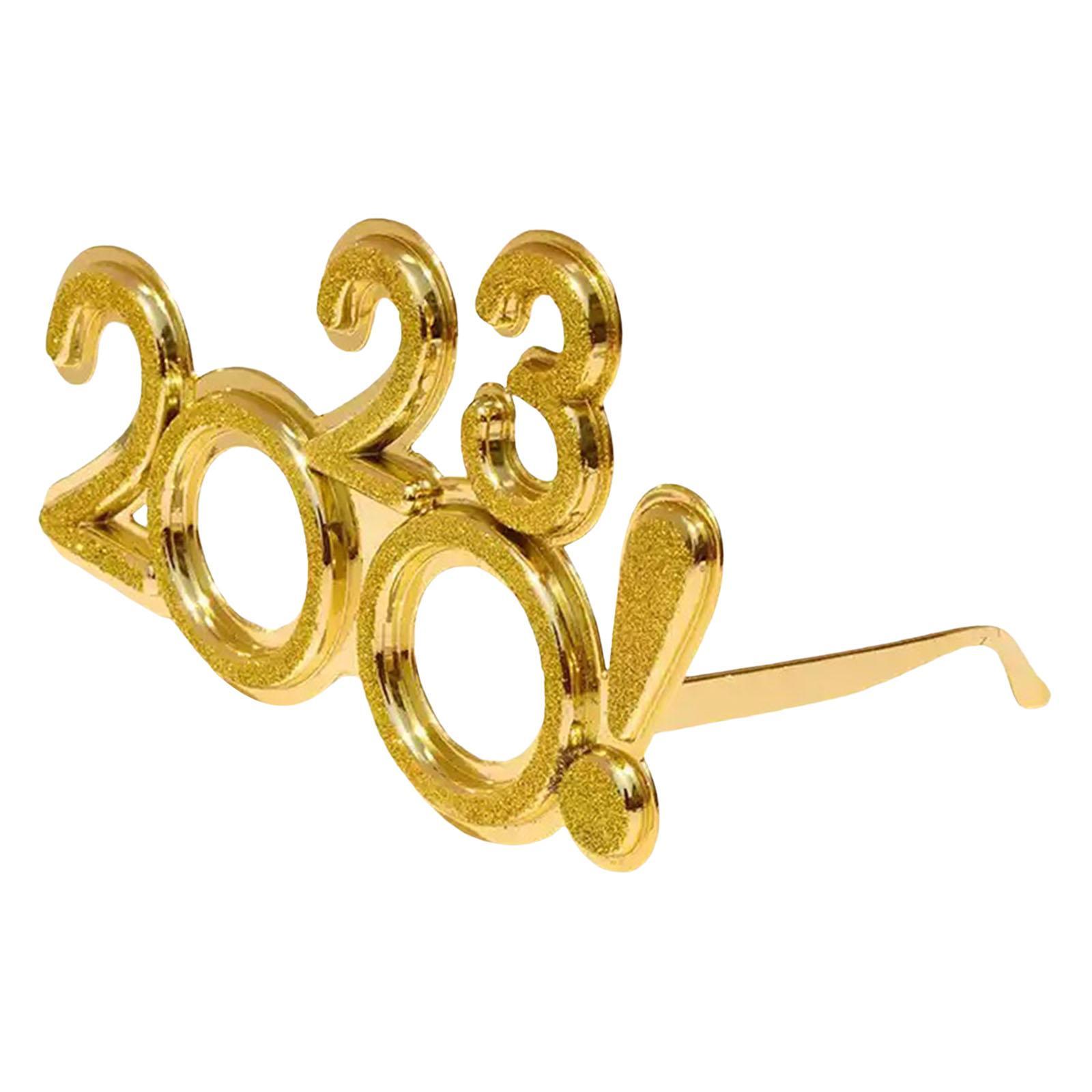 2Pcs 2023 Glitter Eyeglasses Photo Props Party Supplies