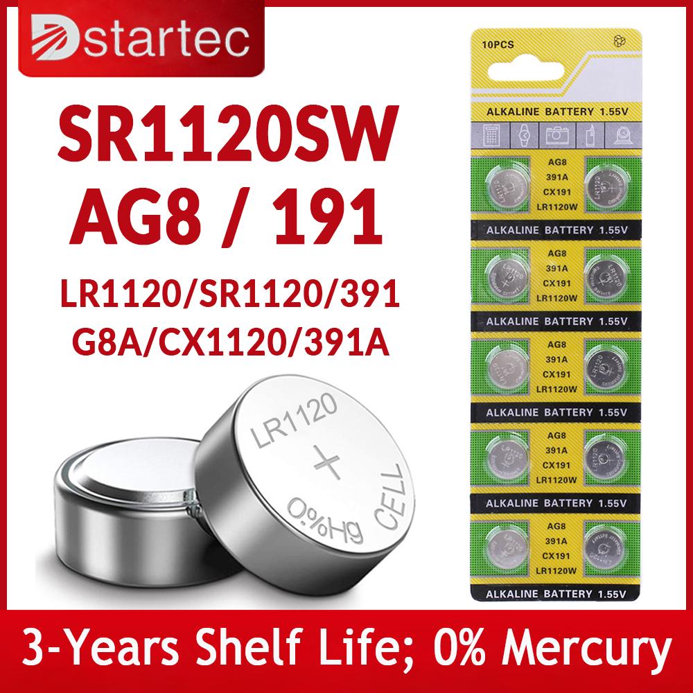 10 Chiếc-50 Chiếc 1.55V AG8 LR1120 391 SR1120 R1120W CX191 Pin Nút G8A 191 391A SR1120SW Tế Bào Đồng Xu Đồng Hồ đồ Chơi Điều Khiển Từ Xa Màu Pin: 50 Chiếc