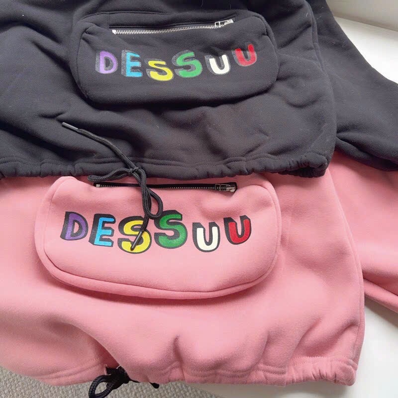 Áo khoác nỉ nam nữ DESSUU (đen trắng hồng) form rộng bo gấu tay phồng túi Hộp có dây kéo hàn quốc, áo hoodie cặp, áo đôi chống nắng, áo hoodie nhóm