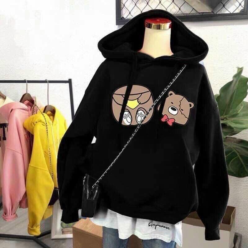 Áo Hoodie Bear Nỉ Ngoại Tay Phồng Chất Đẹp Như Ảnh ️ Áo Khoác Nỉ Bông In Gấu Hoạt Hình