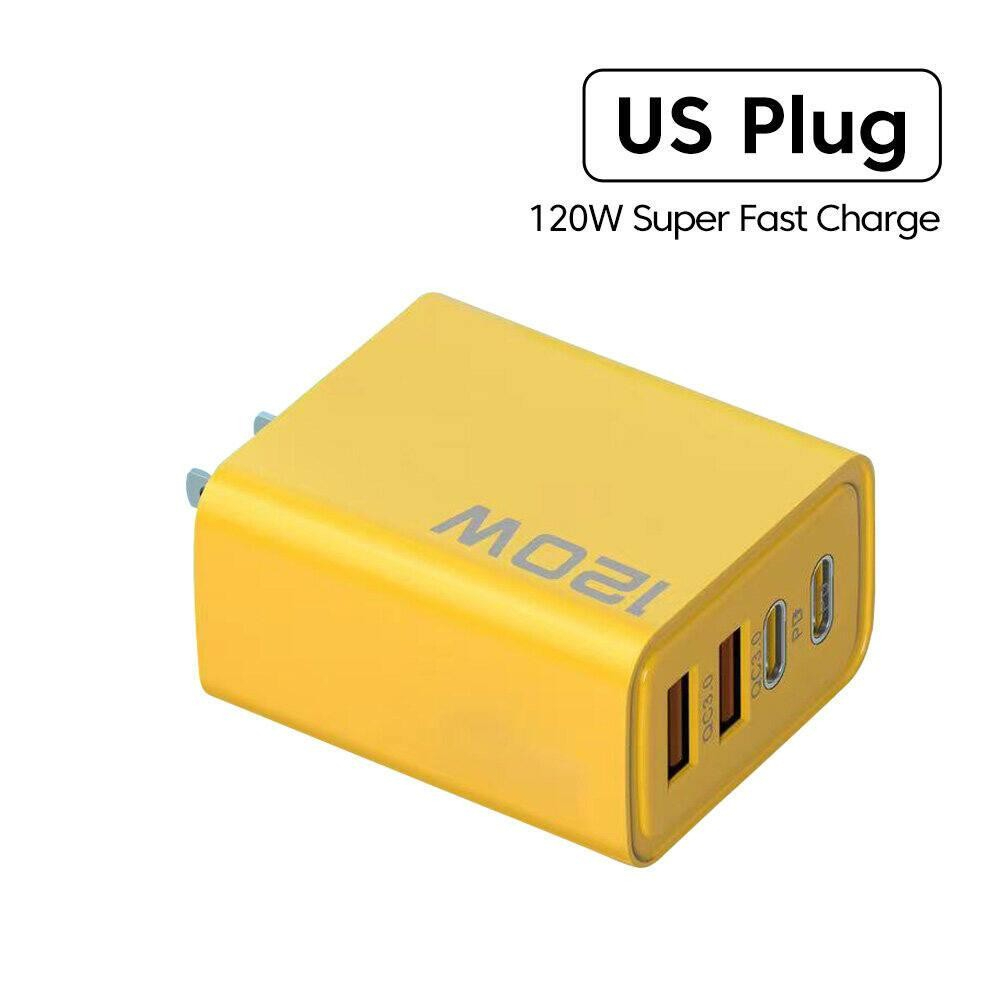 Củ Sạc Nhanh 120w đa năng gồm 2 cổng Type-C và 2 cổng USB, tặng kèm cáp 1 sạc Type C - Hàng nhập khẩu