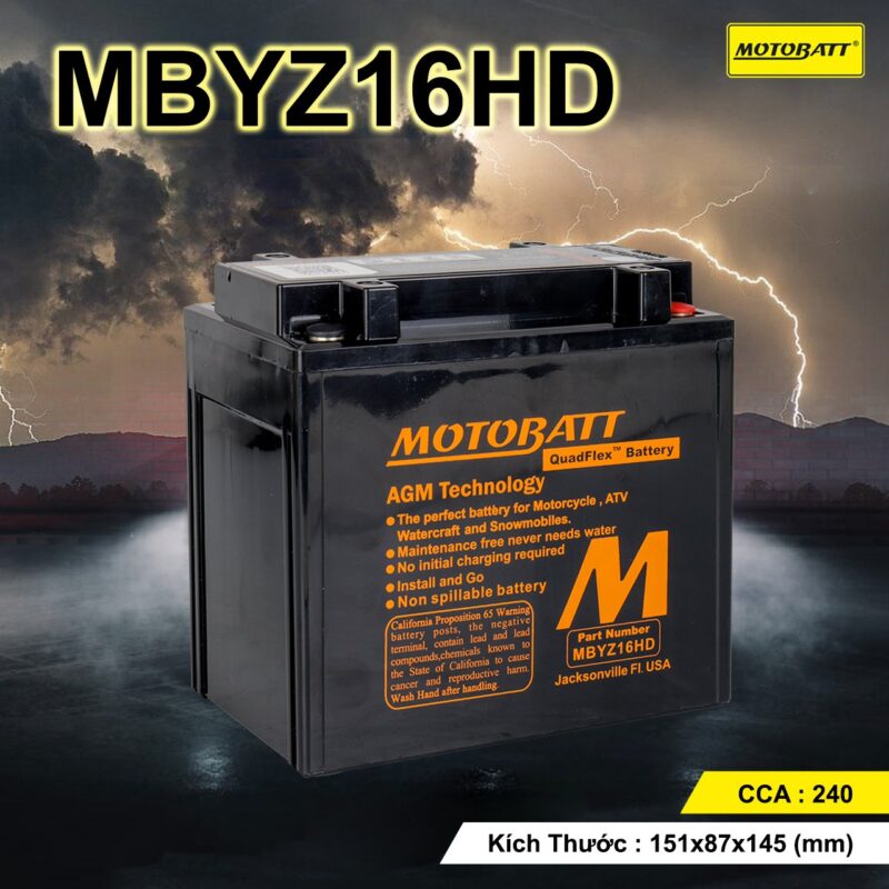 Bình Ắc Quy Motobatt MBYZ16HD Cho Nhiều Dòng Xe BMW GS Harley Triumph