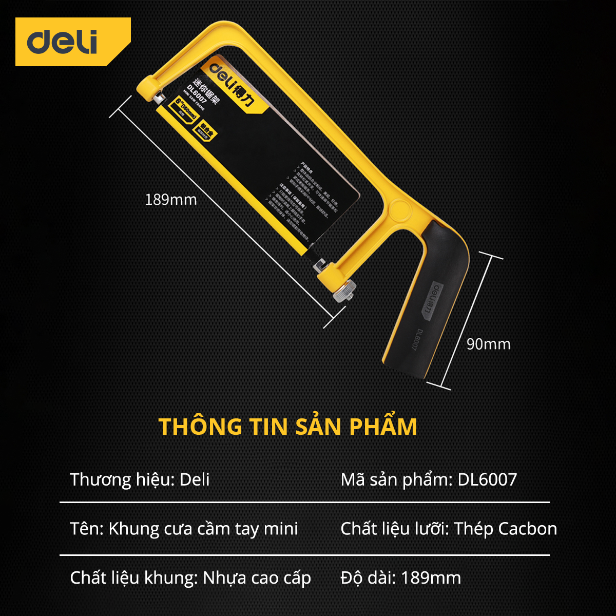 Hình ảnh Khung Cưa Cầm Tay Deli Mini 6inch - Nhỏ Gọn, Chất Liệu Chắc Chắn, Tay Cầm Chống Trơn Trượt - DL6007