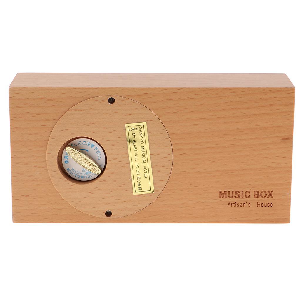 Retro Clockwork Musical Box Wooden Engraved Wind-up Mechanism Music Movements - 4 Melody for Like - Birthday Gift / Mild Music Lover / Home Ornaments