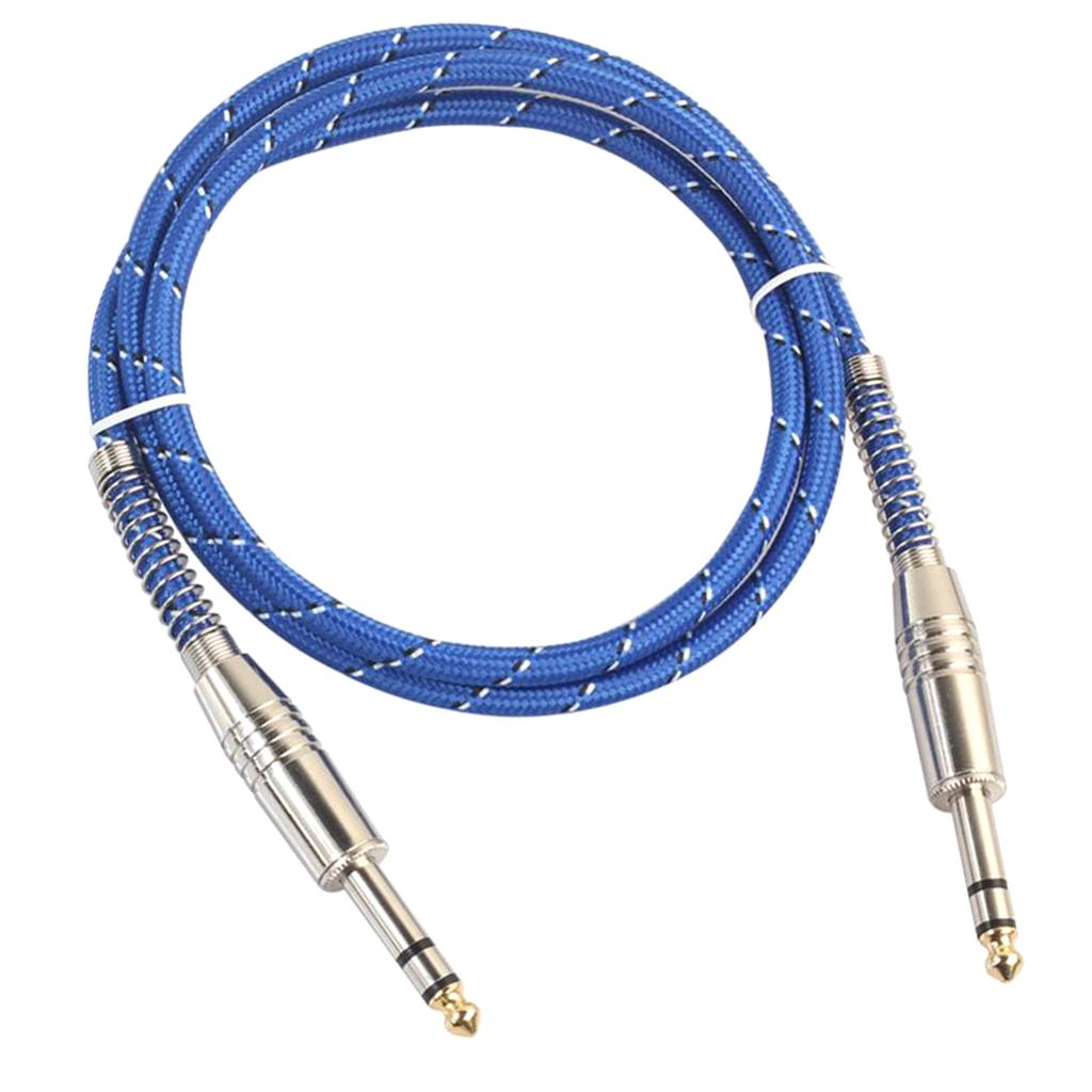 2xBass Guitar 6.35mm Stereo Male to Male Audio Cable Nylon Braided Cable 1m
