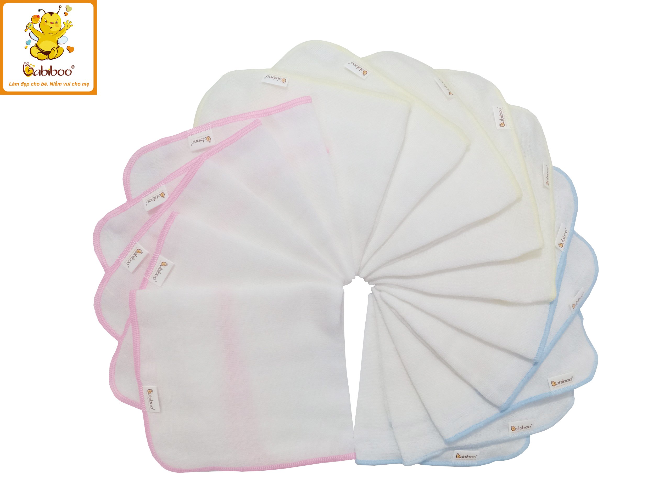 Khăn sữa cho bé Babiboo khăn gạc Nhật 4 lớp set 10/cái - BK02