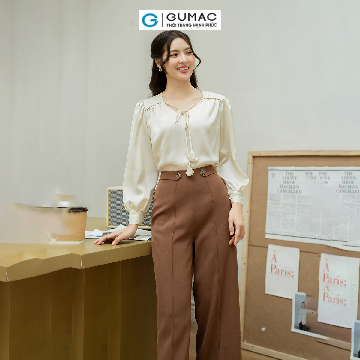 Quần tây công sở dáng suông chiết ly GUMAC QD08021