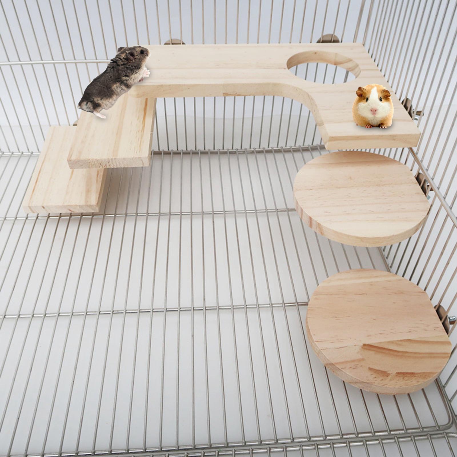 Hamster Cage Accessories Chinchilla Wooden Platform, 5Pcs of Wooden Pedal Toys, Provide a Habitat for Small Animal & Birds, for Squirrel Gerbil