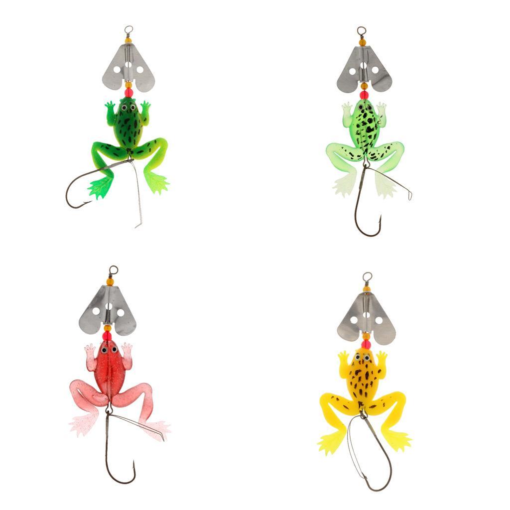 12cm Soft Fishing Lures Frog Lure with Hook Bass Crank Bait Tackle Hooks Shiny Sequin Artificial Fishing Tackle 4 Color