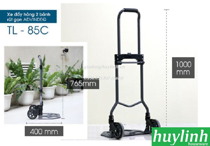 Xe đẩy hàng 2 bánh gấp gọn Advindeq TL-85C - Tải trọng 85kg - Chính hãng