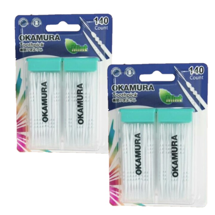 Combo 2 Gói tăm nhựa nha khoa cao cấp Okamura gói 140 que