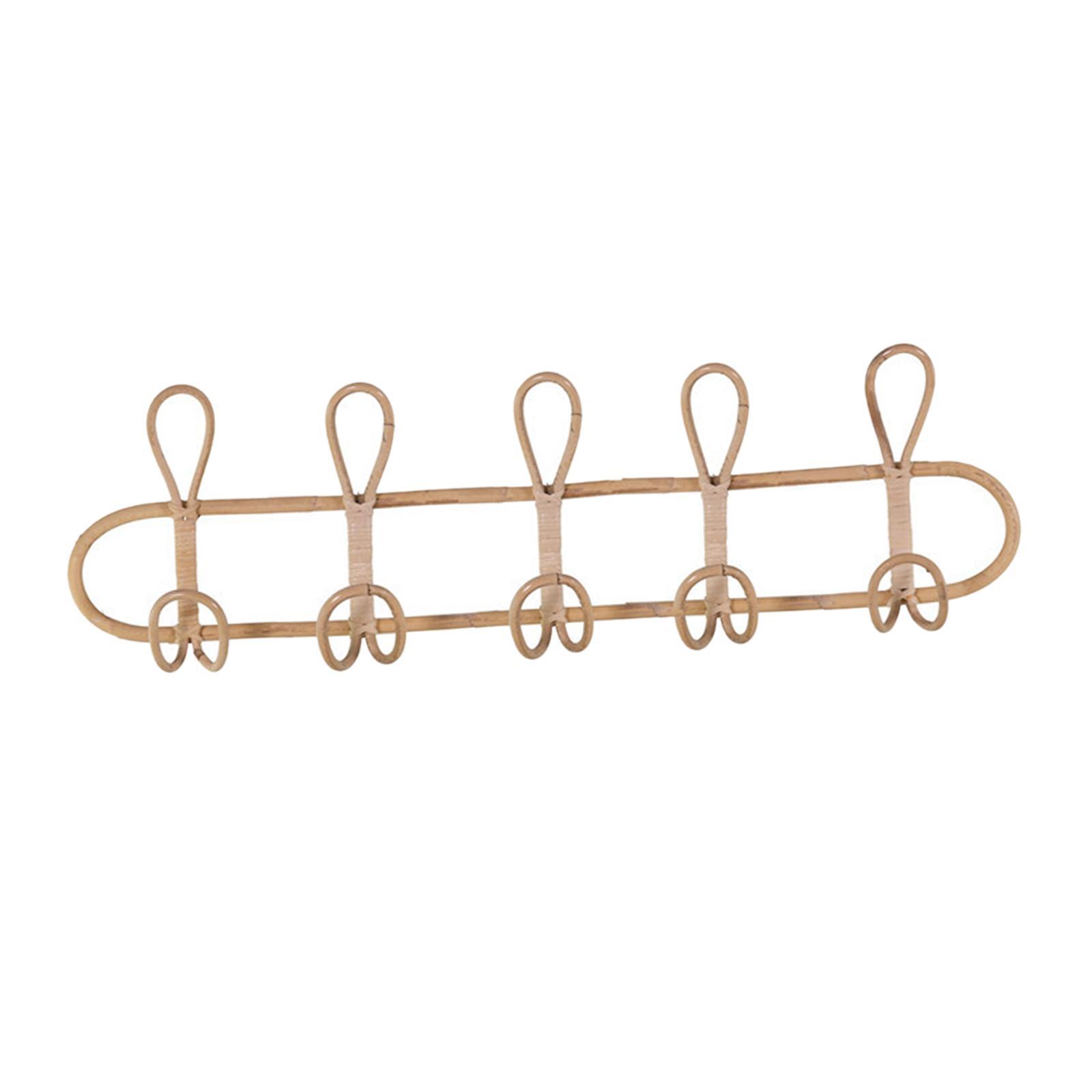 Rack Rattan Ornament Hanging Storage Organizer Hooks Holder Clothes Hooks Door Hanger for Living Room Porch Door Farmhouse Bedroom