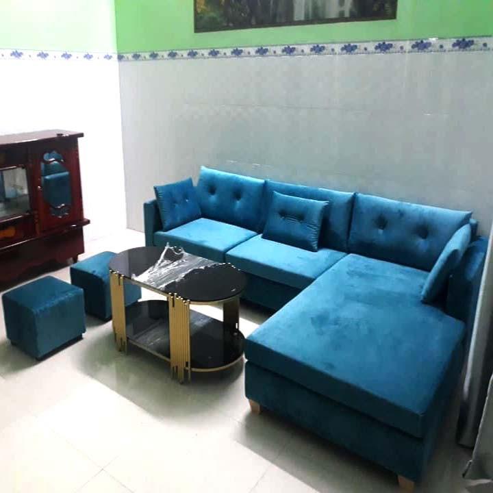 Ghế sofa phòng khách góc L bọc vải nhung 2m5 x 1m6