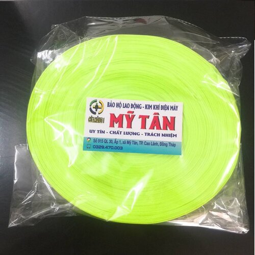 Cuộn dây phản quang vải màu xanh sọc ghi bản rộng 5cm dài 100m