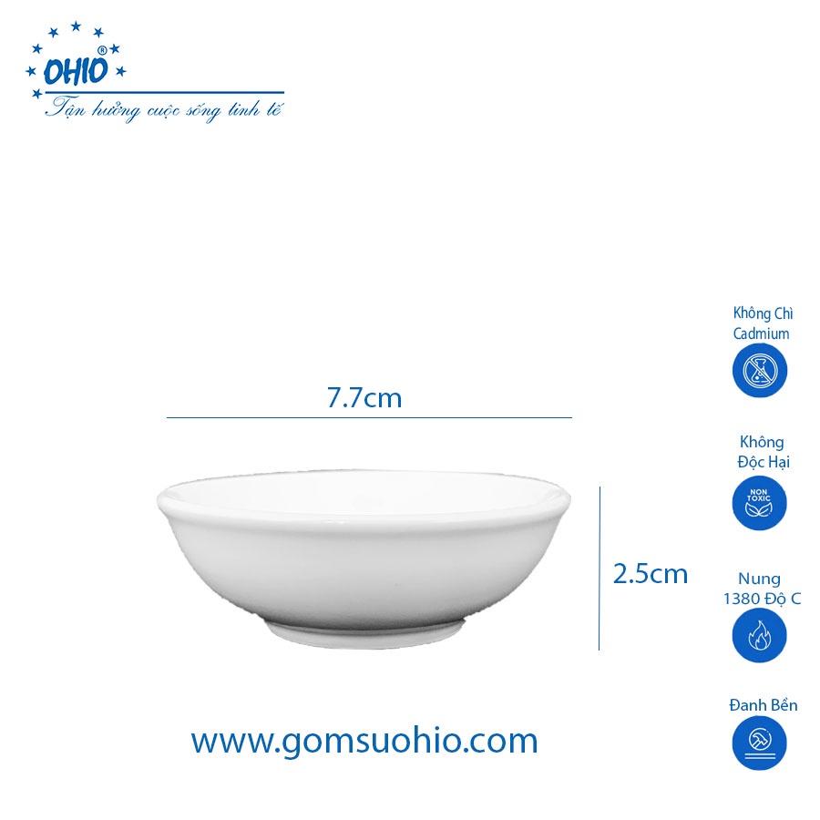 Đĩa Hến 7.7 cm Sứ Trắng OHIO