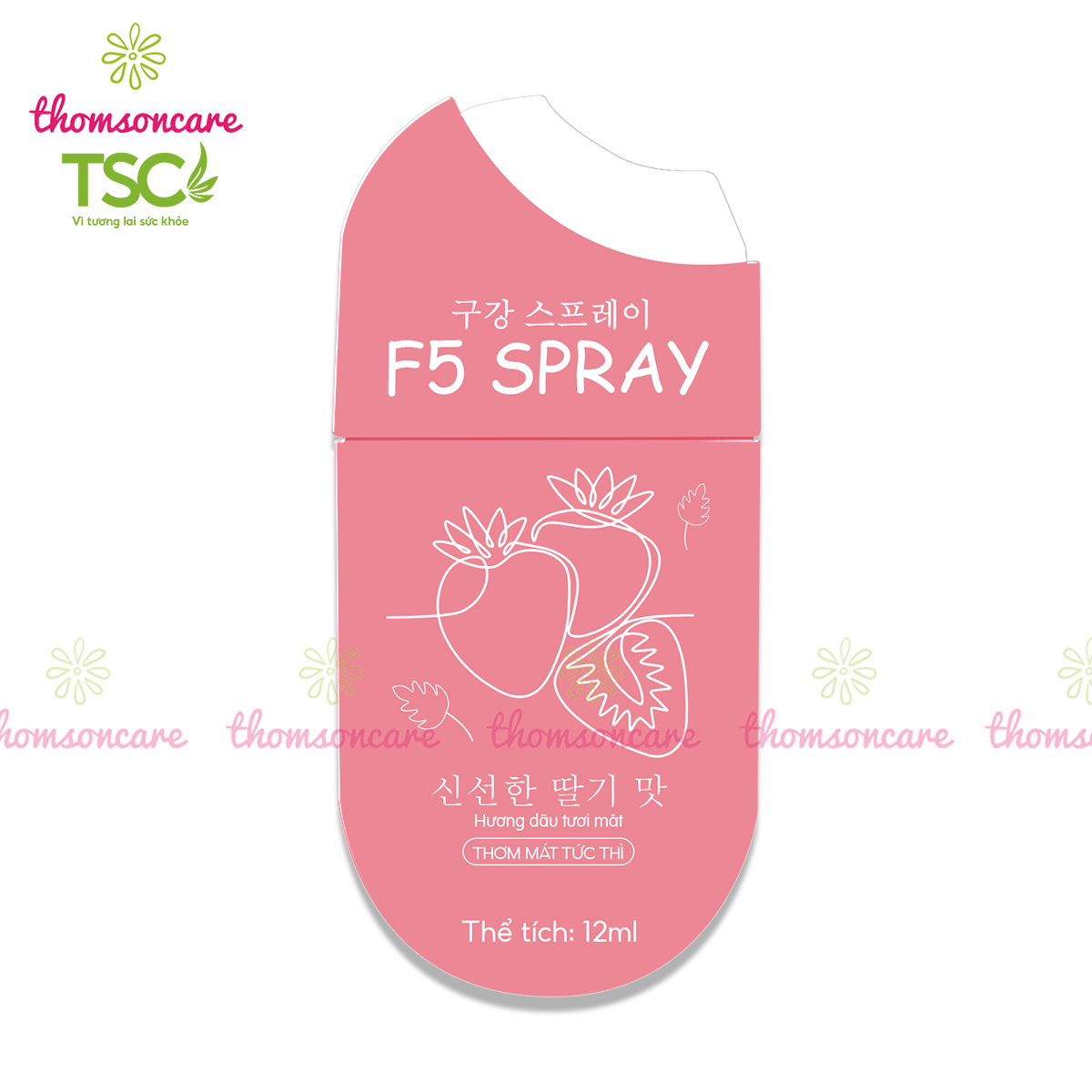 Xịt thơm miệng F5 Spray - Khử mùi hôi, ngừa sâu răng, cho hơi thở thơm mát, tự tin - Vị đào, dâu, bạc hà greelux - Lọ 12ml nhỏ gon