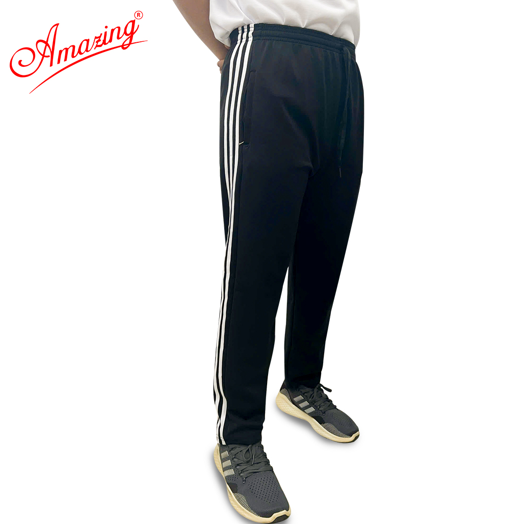 Quần thể thao co giãn 4 chiều màu đen và xanh 3 sọc  Amazing cho bé trai,lưng chun,2 túi dây kéo