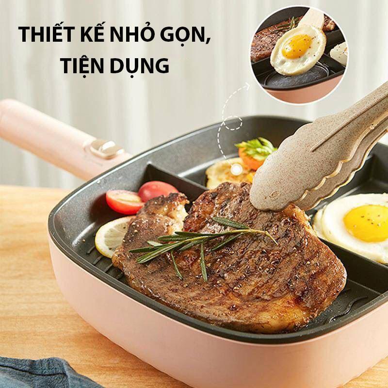 Chảo Điện 3 Ngăn Đa Năng - Chảo Chống Dính Cao Cấp - Chảo Ốp La Trứng, Làm Bánh Mì, Chiên,Xào - Siêu tiện lợi