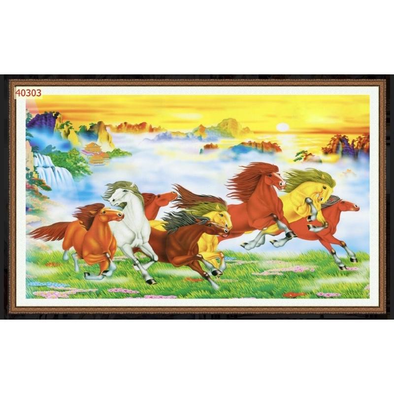 Tranh mã đáo thành công dán tường 3d. tranh in vải lụa không thấm nước siêu bền
