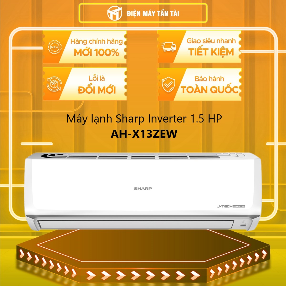 X13ZEW - Máy lạnh Sharp Inverter 1.5 HP AH-X13ZEW - Hàng chính hãng - Giao HCM