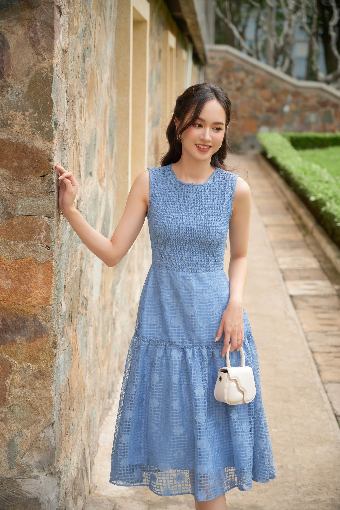 OLV - Đầm Navy Blue Blooming Dress