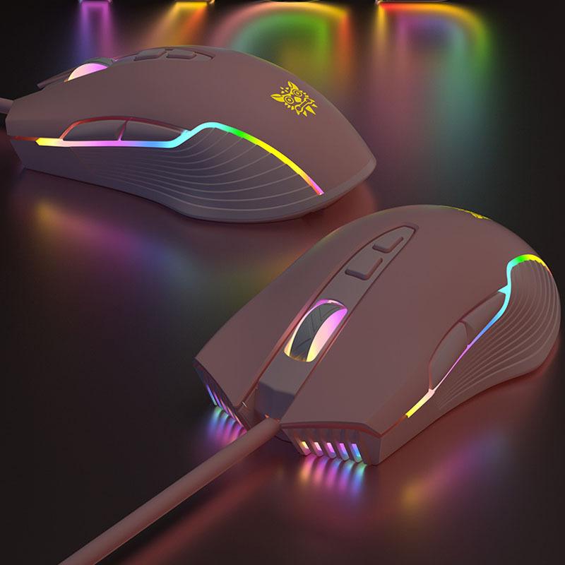 Mới Cô Gái Hồng Chuột Chơi Game Có Dây Trò Chơi Cơ Khí Dễ Thương RGB Máy Tính Bé Gái Trái Tim