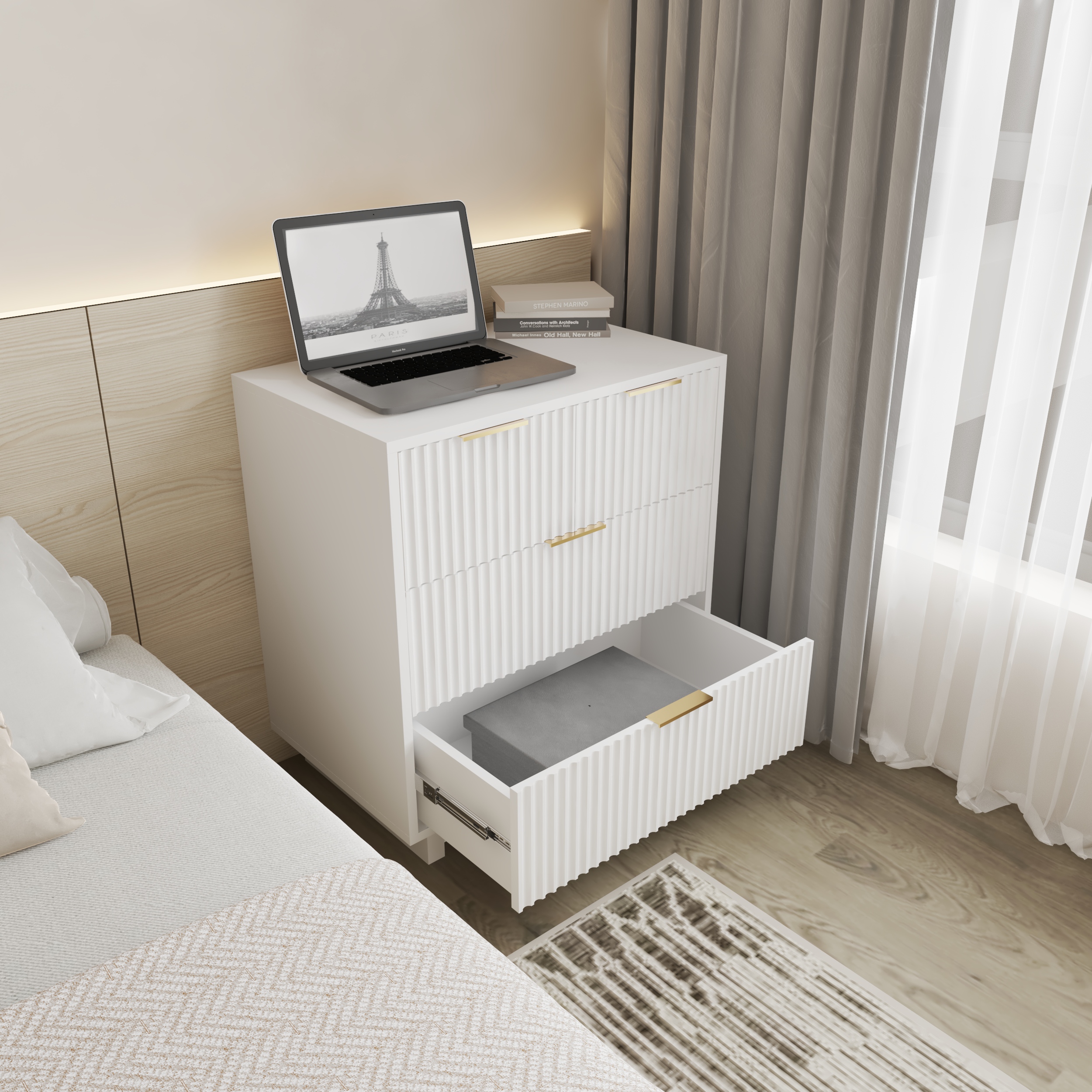 HAPPY FURNITURE , Tủ lưu trữ 4 ngăn kéo - NAMI, THK_238 , 70cm x 45cm x 76cm DxRxC