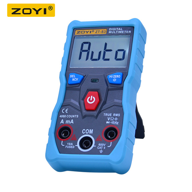 Đồng hồ đo điện vạn năng Zoyi ZT-S3, Đồng hồ kỹ thuật số tự động Đo AC DC 600V Vôn Kế + NCV Kiểm Tra Màn Hình LCD Có Đèn Nền