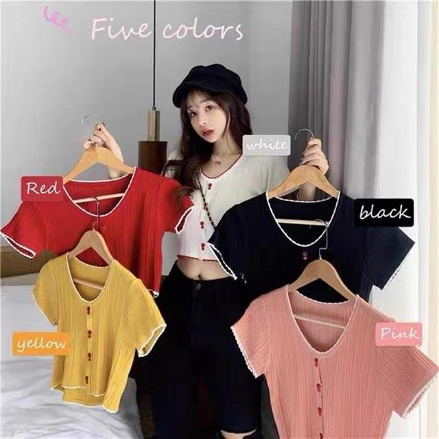Áo croptop cổ chữ V đủ màu